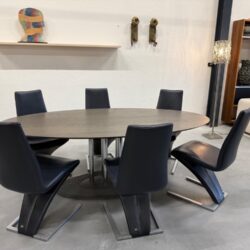 6 Als nieuw Rolf Benz 7800 Eetkamerstoel blauw leer Design stoel