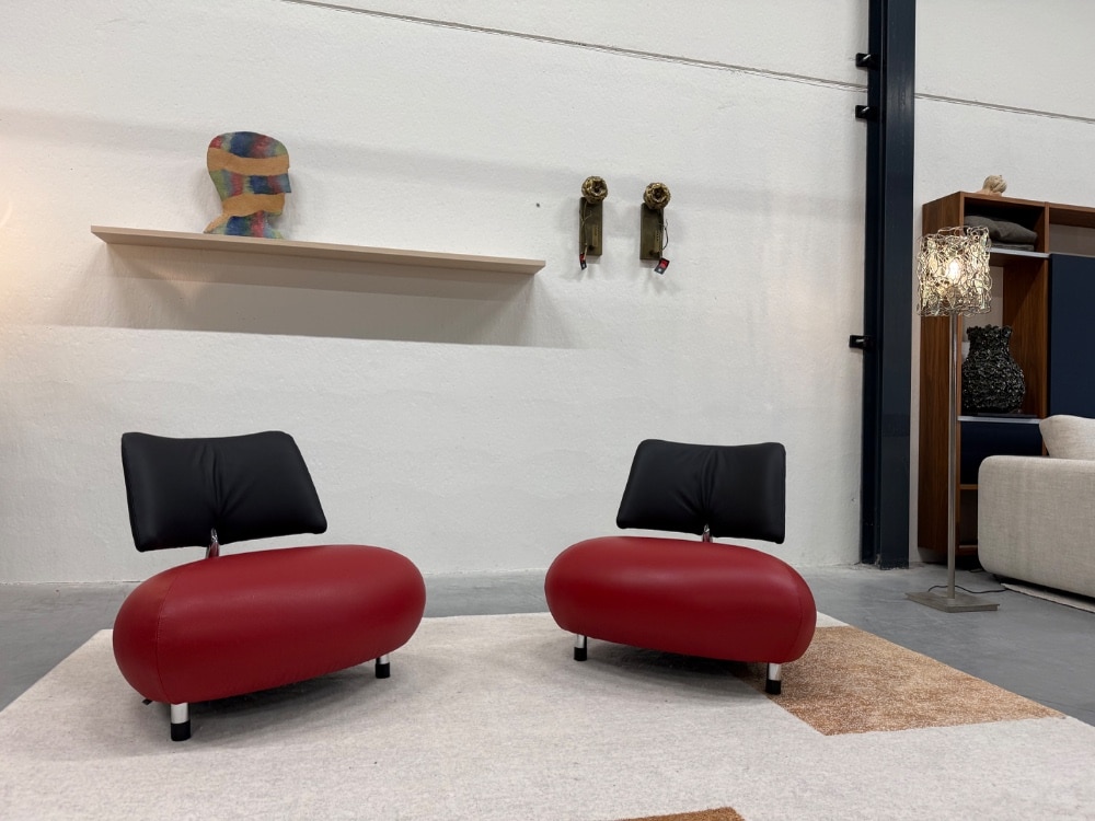 2 nieuw leolux pallone pa fauteuil rood zwart design stoel