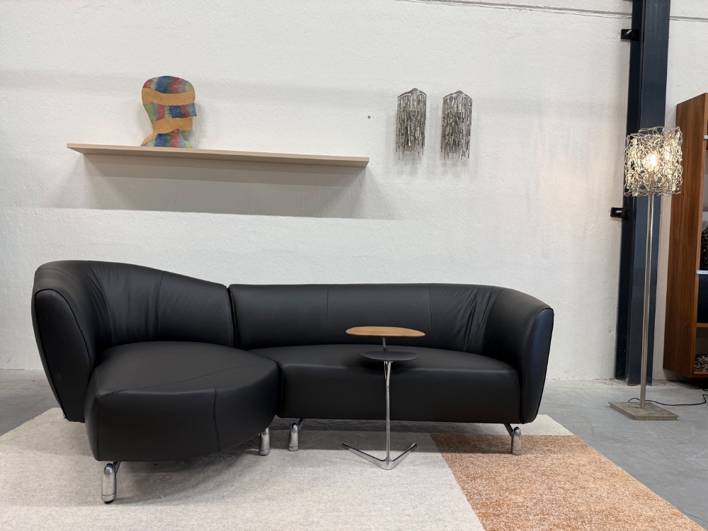 Nieuw leolux pupilla hoekbank zwart leer design bank
