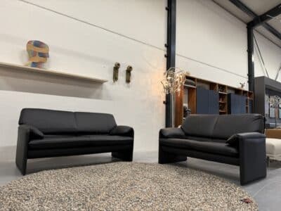 Bora beta bank 2,5 & 2 zits zwart leer - afbeelding 2