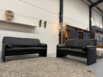 Bora beta bank 2,5 & 2 zits zwart leer - afbeelding 3