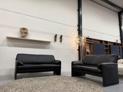 Bora beta bank 2,5 & 2 zits zwart leer