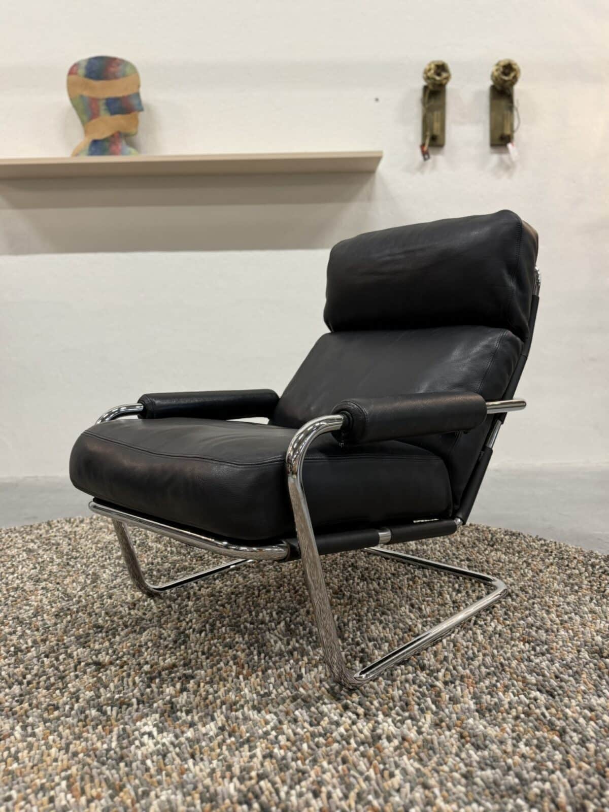 Meneer oberman 601 fauteuil zwart leer