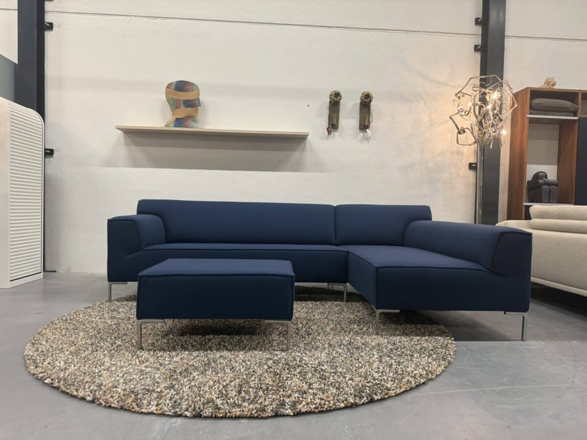 Bloq hoekbank ploegwool blauw