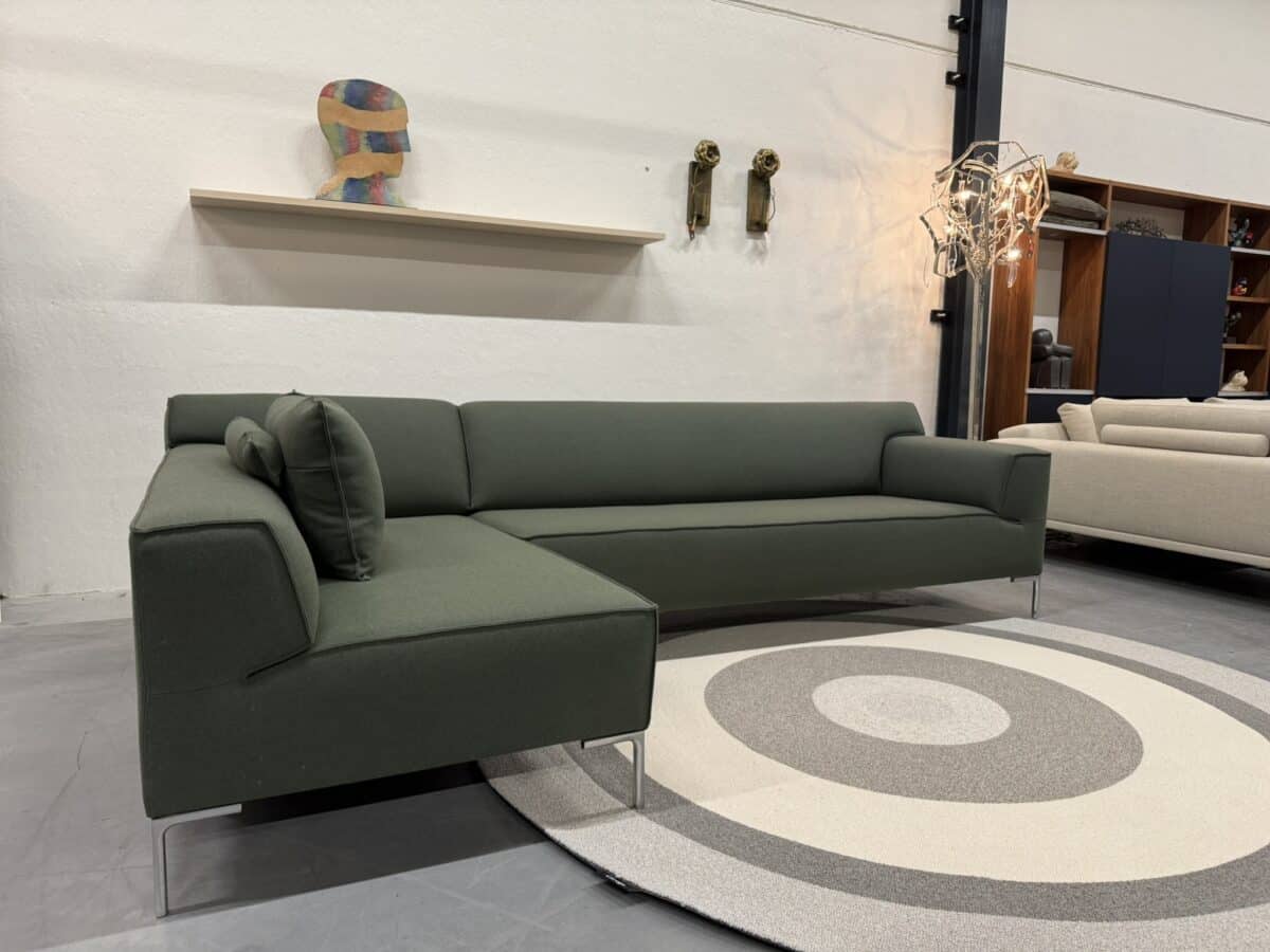 Bloq hoekbank ploegwool groen