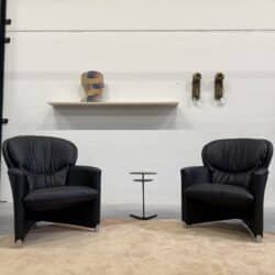 2 Nieuw Leolux Excalibur Fauteuil zwart leer