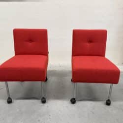 7714 Knopenstoel Stof Rood Set van 2 stoelen