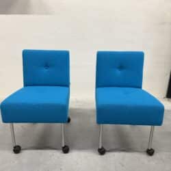 7714 Knopenstoel Stof Blauw set van 2 stoelen