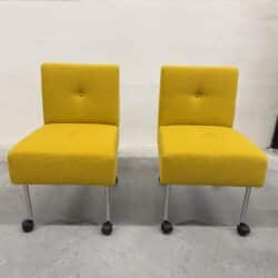 7714 Knopenstoel Stof Geel Set van 2 stoelen