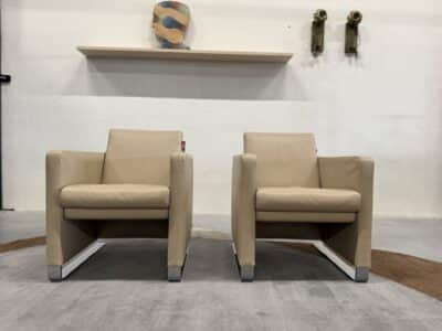 2 navy fauteuils fuerte leer - afbeelding 3