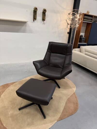De sede 149 fauteuil met voetenbank bruin leer - afbeelding 12