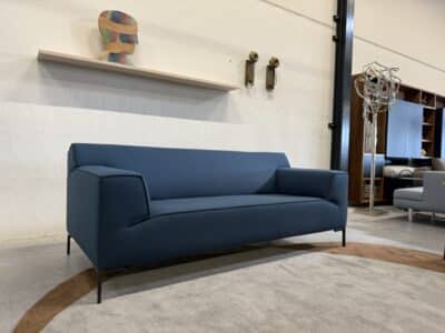 Bloq bank 2,5 zits ploegwool blauw stof - afbeelding 6
