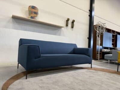 Bloq bank 2,5 zits ploegwool blauw stof - afbeelding 5