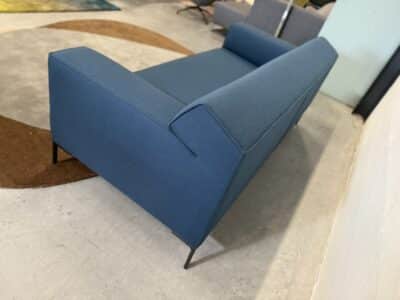 Bloq bank 2,5 zits ploegwool blauw stof - afbeelding 3